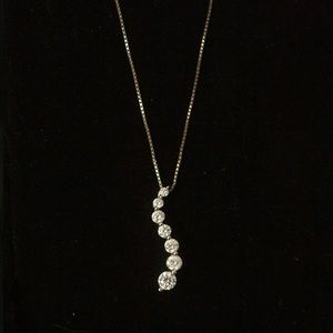 14k white gold journey diamond necklace